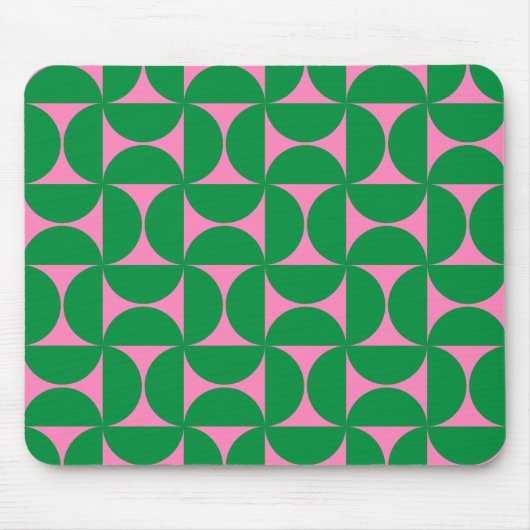 Modern Abstract Bos Groen & Roze Mid Century Muismat (Voorkant)