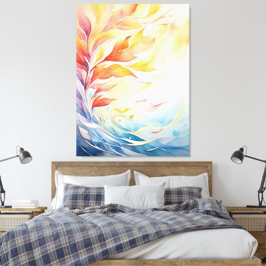 Modern Abstract Botanical Canvas Print (Insitu (Slaapkamer))