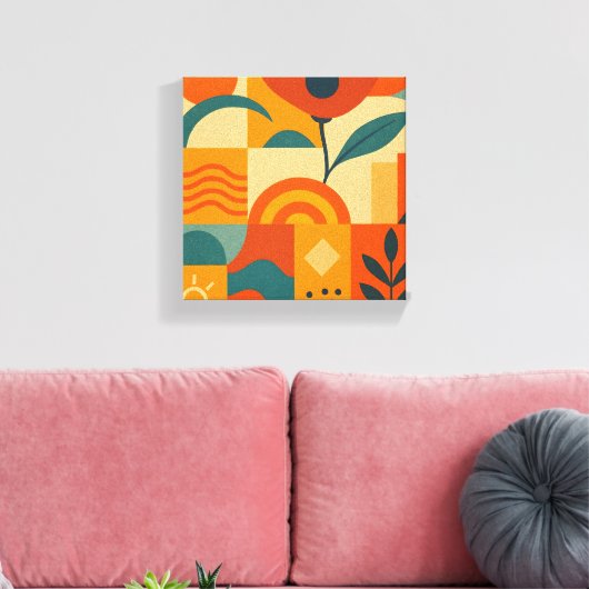 Modern Abstract Botanical Wall Art Canvas Afdruk (Insitu (Woonkamer))