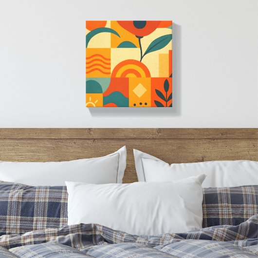 Modern Abstract Botanical Wall Art Canvas Afdruk (Insitu (Slaapkamer))