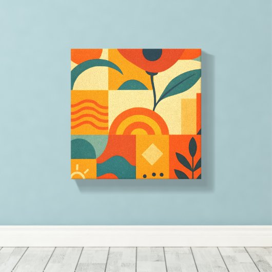 Modern Abstract Botanical Wall Art Canvas Afdruk (Insitu (Houten vloer))