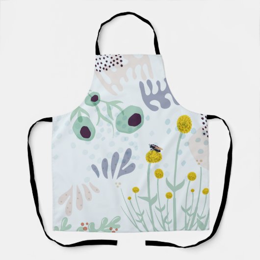 Modern Abstract Botanical Yellow Billy Button Apro Schort (Voorkant)