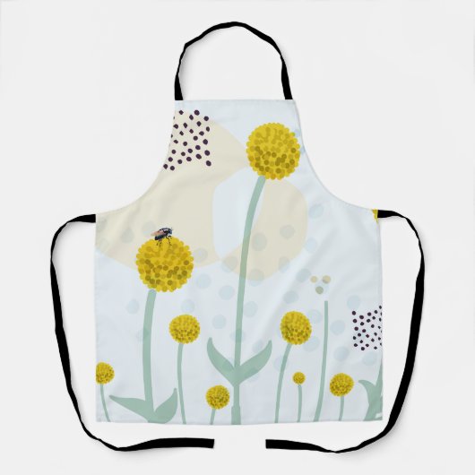 Modern Abstract Botanical Yellow Billy Button Apro Schort (Voorkant)