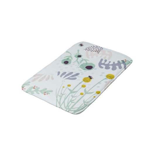 Modern Abstract Botanical Yellow Billy Button Badmat (Gekanteld)