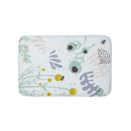 Modern Abstract Botanical Yellow Billy Button Badmat