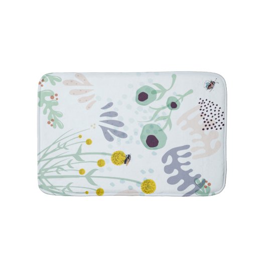 Modern Abstract Botanical Yellow Billy Button Badmat (Voorkant)