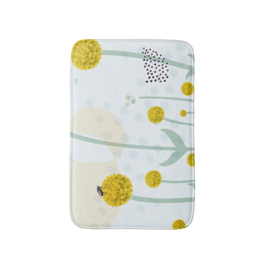 Modern Abstract Botanical Yellow Billy Button Badmat (Voorkant Verticaal)