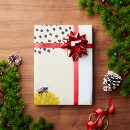 Modern Abstract Botanical Yellow Billy Button Cadeaupapier