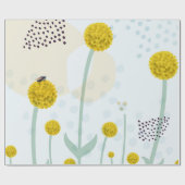 Modern Abstract Botanical Yellow Billy Button Cadeaupapier (Vlak)