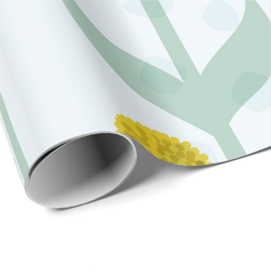 Modern Abstract Botanical Yellow Billy Button Cadeaupapier (Rol Hoek)