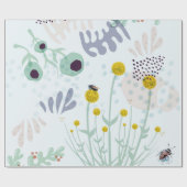 Modern Abstract Botanical Yellow Billy Button Cadeaupapier (Vlak)
