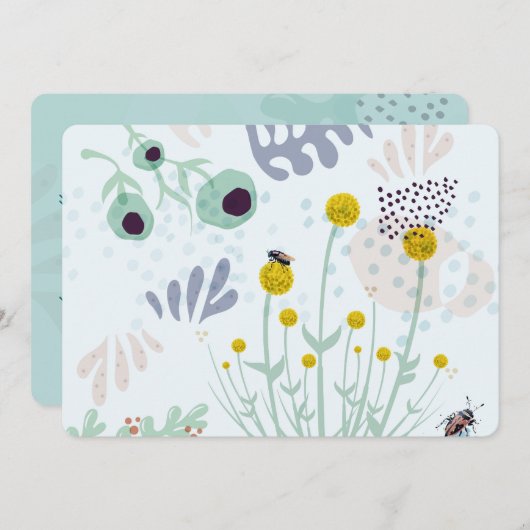 Modern Abstract Botanical Yellow Billy Button Kaart (Voorkant / Achterkant)