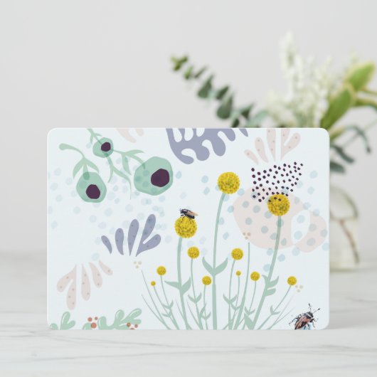 Modern Abstract Botanical Yellow Billy Button Kaart (Staand voorkant)
