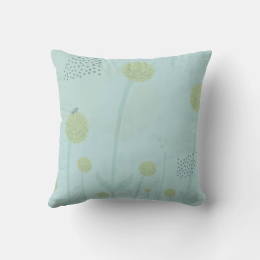 Modern Abstract Botanical Yellow Billy Button Kussen (Achterkant)