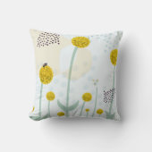 Modern Abstract Botanical Yellow Billy Button Kussen (Voorkant)