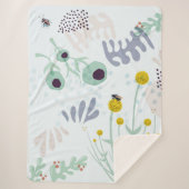 Modern Abstract Botanical Yellow Billy Button Sherpa Deken (Voorkant)