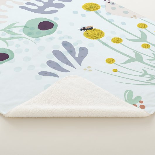 Modern Abstract Botanical Yellow Billy Button Sherpa Deken (3/4)