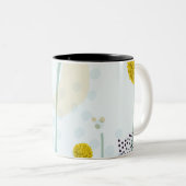 Modern Abstract Botanical Yellow Billy Button Tweekleurige Koffiemok (Voorkant rechts)