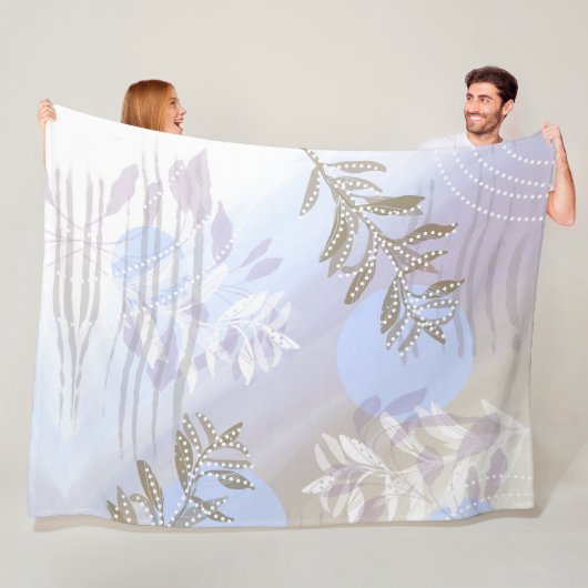 Modern Abstract botanisch blad Fleece Deken (In situ)