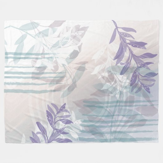 Modern Abstract botanisch blad Fleece Deken (Voorkant (Horizontaal))