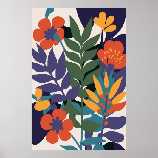 Modern Abstract Botanisch Bloem Poster (Voorkant)