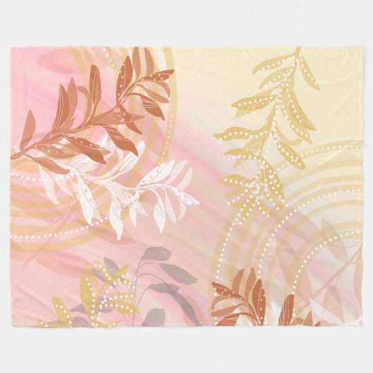 Modern Abstract botanisch Herfst Leaf Fleece Deken (Voorkant (Horizontaal))