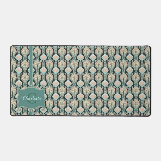 Modern Abstract botanisch monogrampatroon Bureaumat (Voorkant)