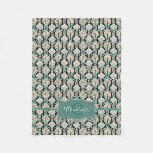 Modern  Abstract botanisch monogrampatroon Fleece Deken (Voorkant)