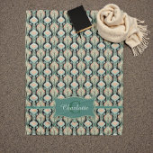 Modern  Abstract botanisch monogrampatroon Fleece Deken