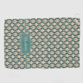 Modern  Abstract botanisch monogrampatroon Golfhanddoek (Horizontaal)