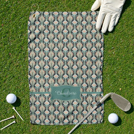 Modern  Abstract botanisch monogrampatroon Golfhanddoek