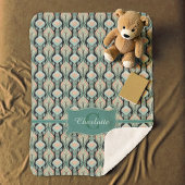 Modern Abstract botanisch monogrampatroon Sherpa Deken