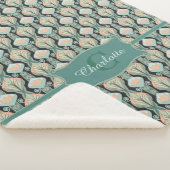 Modern Abstract botanisch monogrampatroon Sherpa Deken (3/4)