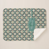 Modern Abstract botanisch monogrampatroon Sherpa Deken (Voorkant (horizontaal))