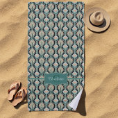 Modern Abstract botanisch monogrampatroon Strandlaken