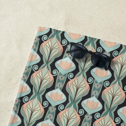 Modern Abstract botanisch monogrampatroon Strandlaken (In situ)