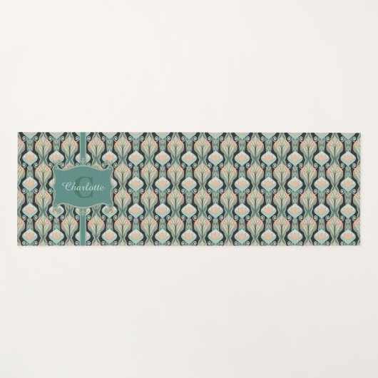 Modern  Abstract botanisch monogrampatroon Yogamat (Voorkant (horizontaal))