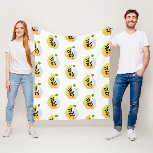 Modern Abstract Botanisch Patroon Fleece Deken (In situ)