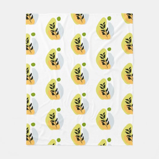 Modern Abstract Botanisch Patroon Fleece Deken (Voorkant)