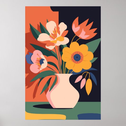 Modern Abstract Botanisch Vaas Bloem Poster (Voorkant)