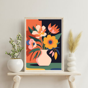 Modern Abstract Botanisch Vaas Bloem Poster