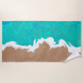 Modern Abstract Caraïbisch Turquoise Zee Shore Strandlaken (Voorkant)
