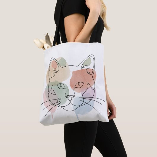 Modern Abstract Cat Face Tote Bag (Dichtbij)