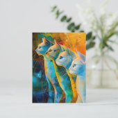 Modern abstract cat portrait surrounded by Galaxy Briefkaart (Staand voorkant)