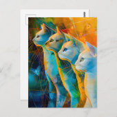 Modern abstract cat portrait surrounded by Galaxy Briefkaart (Voorkant / Achterkant)
