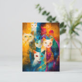 Modern abstract cat portrait surrounded Galaxy Briefkaart (Staand voorkant)
