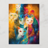 Modern abstract cat portrait surrounded Galaxy Briefkaart (Voorkant)