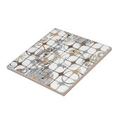 Modern Abstract Circles and Stars in Gold and Bron Tegeltje (Zijkant)