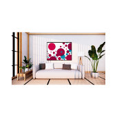 Modern Abstract cirkelpatroon rood blauw geometris Foto Afdruk