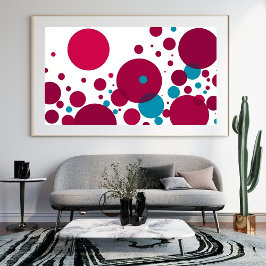 Modern Abstract cirkelpatroon rood blauw geometris Foto Afdruk